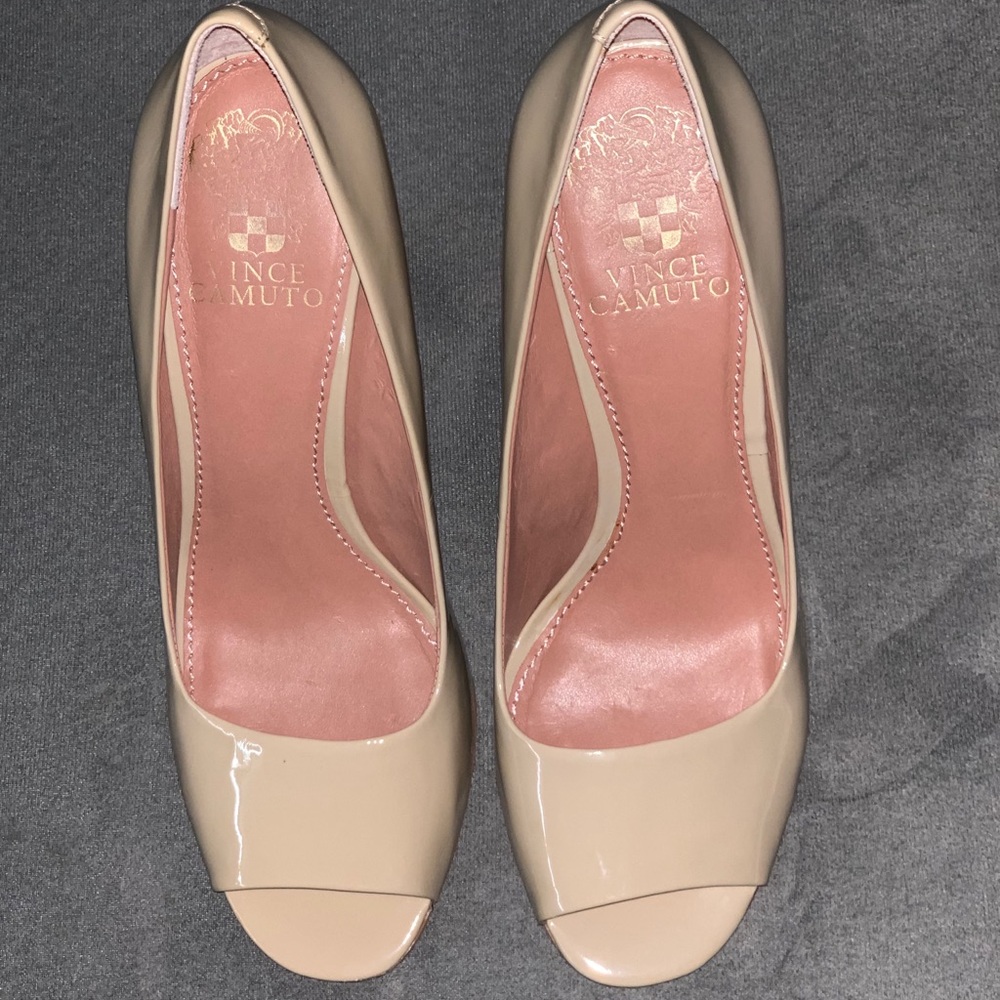 Vince Camuto Nude Peeptoe Heels